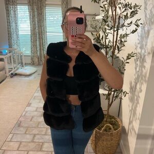 Black Faux Fur Vest